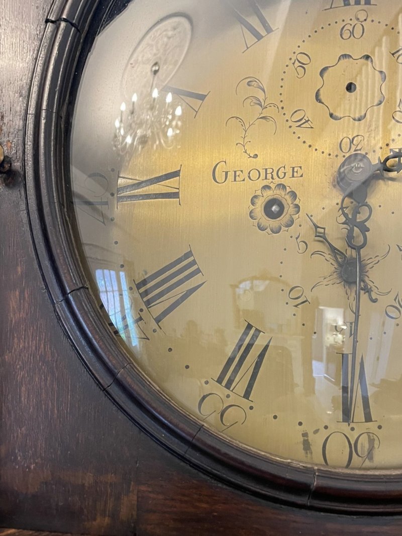 Rare 18th Century Large Antique George III Quality Oak Dresser with Rack and Longcase Clock - Image 11